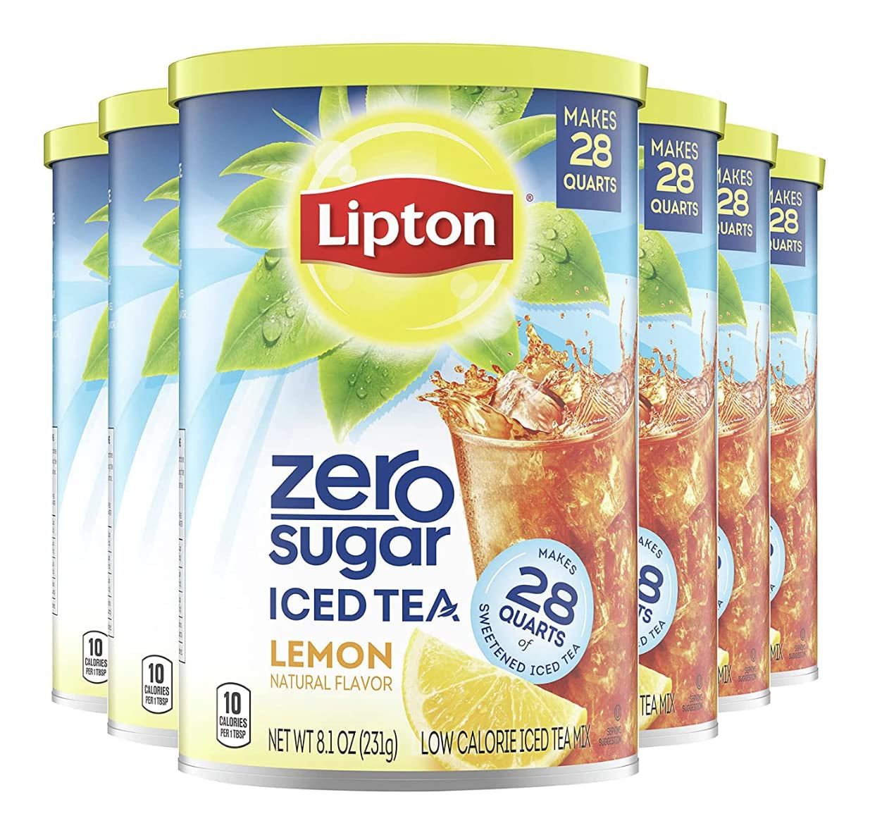 Zero Sugar for Health and Wellness, Low Calorie Lemon Iced Tea Mix, Makes 28 Quarts (Pack of 6)