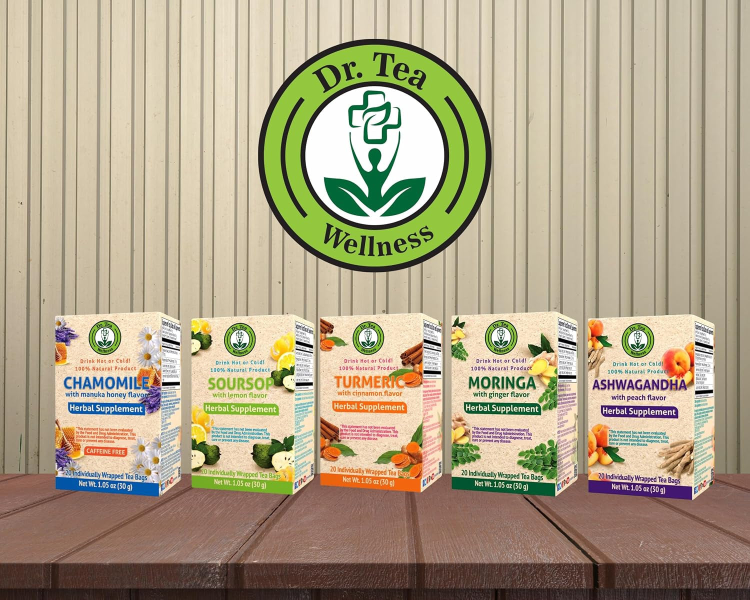Wellness Moringa Herbal Tea with Ginger Flavor, Vegan, 20 Tea Bags