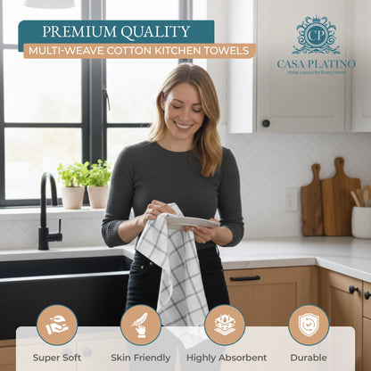 Kitchen Towels Set - Pack of 6 Cotton Dish Towels for Drying Dishes, 18”X 28”, Kitchen Hand Towels, Quick Drying Kitchen Towel Set - Grey