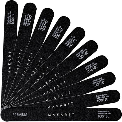 Nail Files 100/180 Grit - 10Pcs Double Sides Black