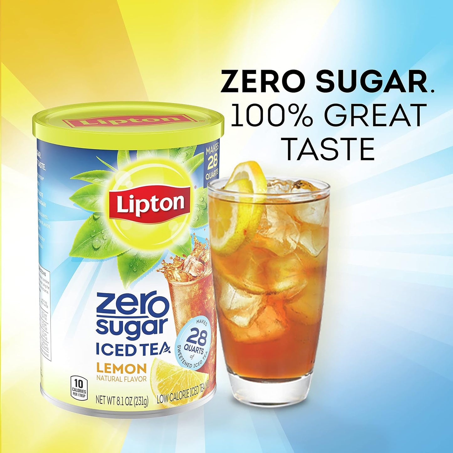 Zero Sugar for Health and Wellness, Low Calorie Lemon Iced Tea Mix, Makes 28 Quarts (Pack of 6)