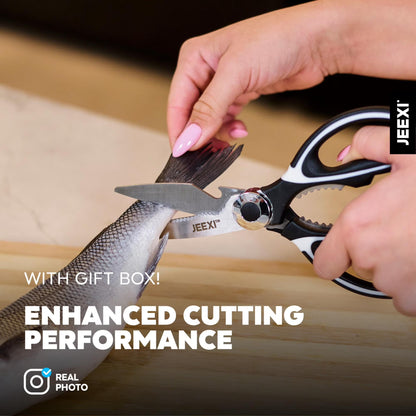 3 Pack Kitchen Scissors, Ultra-Sharp Premium Stainless Steel Heavy Duty Kitchen Shears & Multi Purpose Poultry Shears for Chicken, Poultry, Fish, Meat, Vegetables, Herbs, Bottle Opener, Nuts Cracker