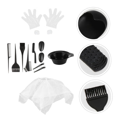 11 Piece Hair Coloring Tool Kit Dye Bowl and Disposable Gloves