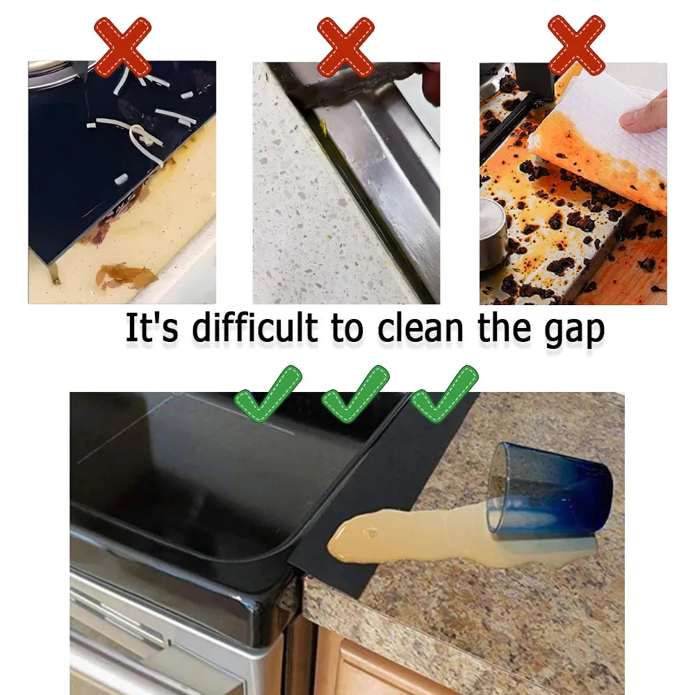 Silicone Gap Strip Kitchen Gas Stove Sealing Strip Kitchen Anti-Oil Anti-Stain Strip Silicone Insert Strip Kitchen Accessories